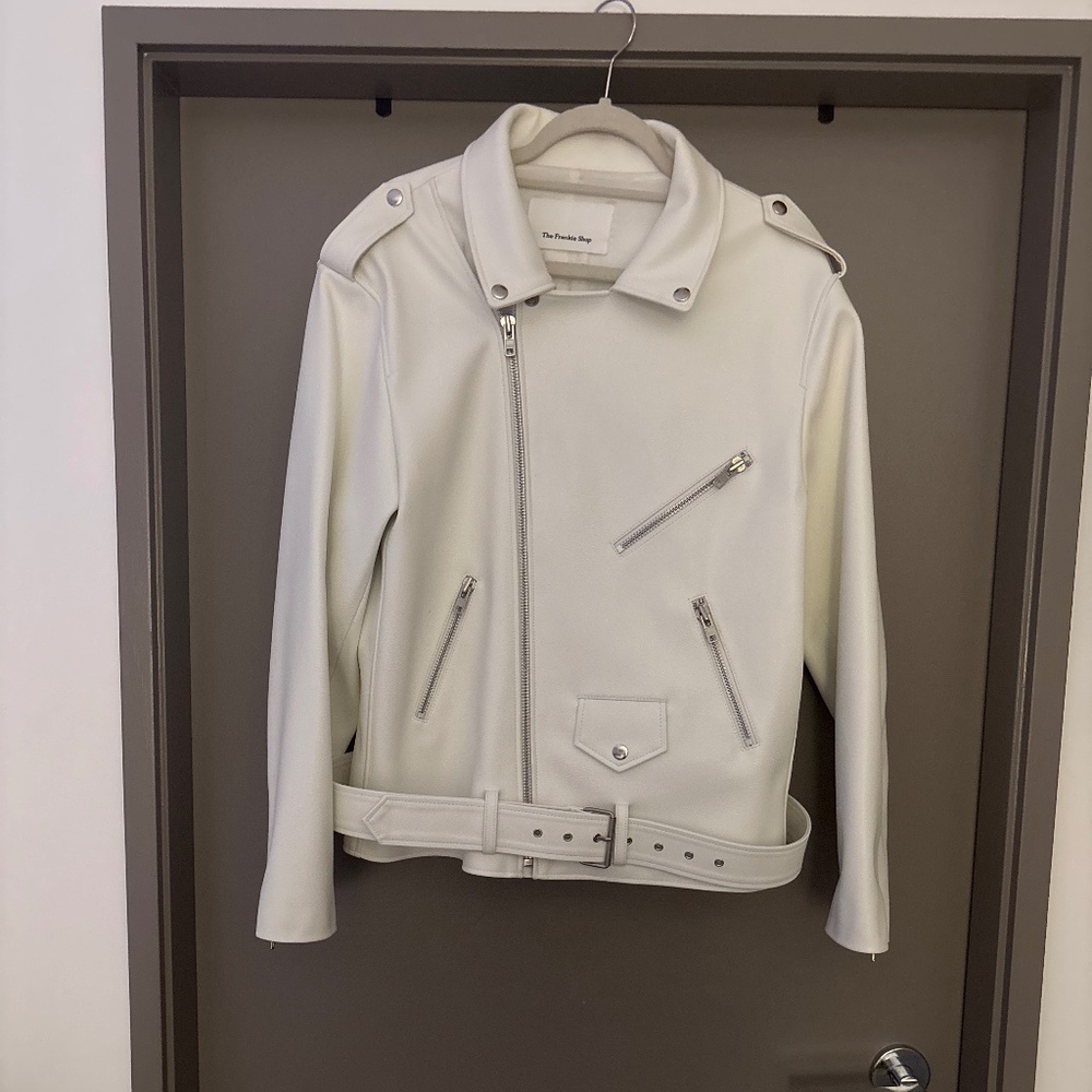 The Frankie Shop ARIA Faux Leather Oversized Biker Jacket RARE WHITE - Picture 6 of 8